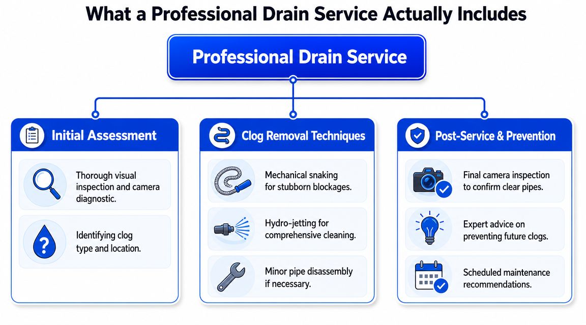 What a Professional Drain Service Actually Includes