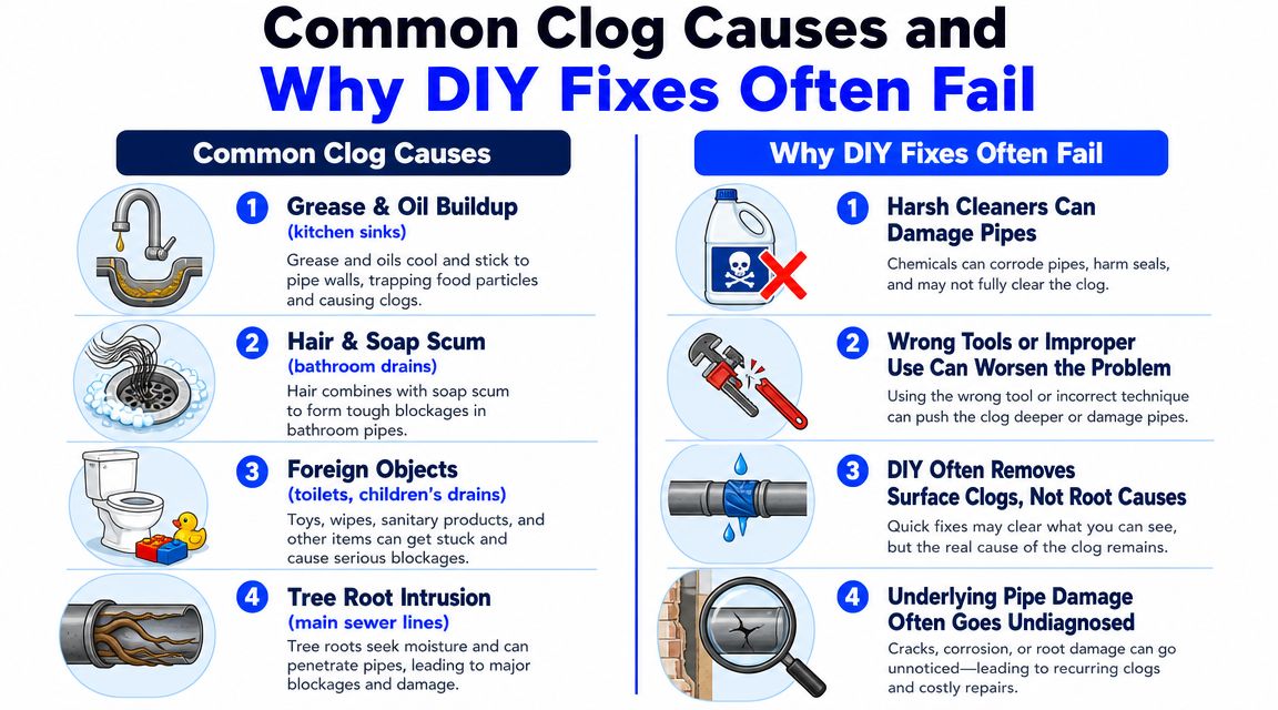 Common Clog Causes and Why DIY Fixes Often Fail